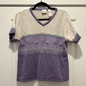 Vintage Villager Sport by Liz Claiborne Purple Fair Isle Knit Sweater Top | PXL